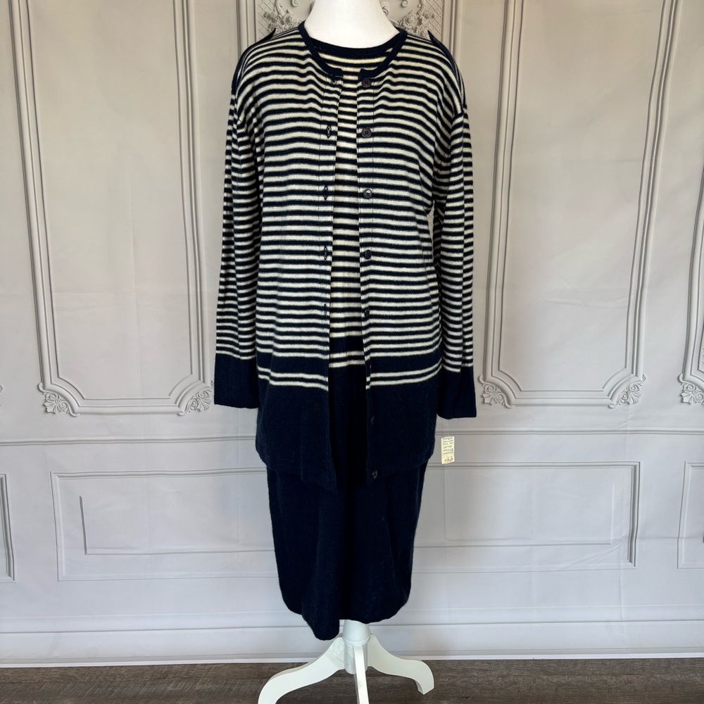 Vintage 90s Adrienne Vittadini 2pc Sweater Dress Set Angora Lambswool Navy M NWT
